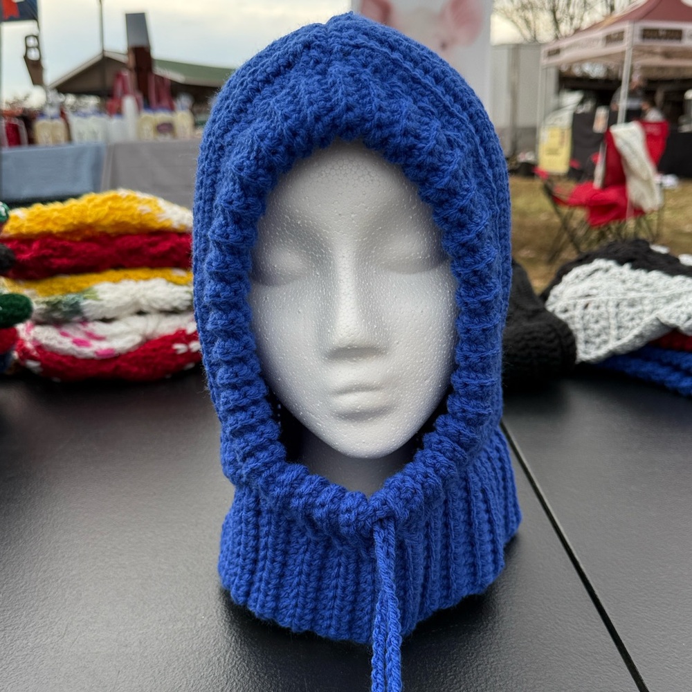 Cozy Blue Knit Kids Bonnet